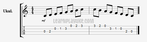 C major scale on the Uke soprano, position #1