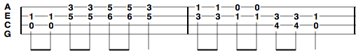 riff harmonized with double stops